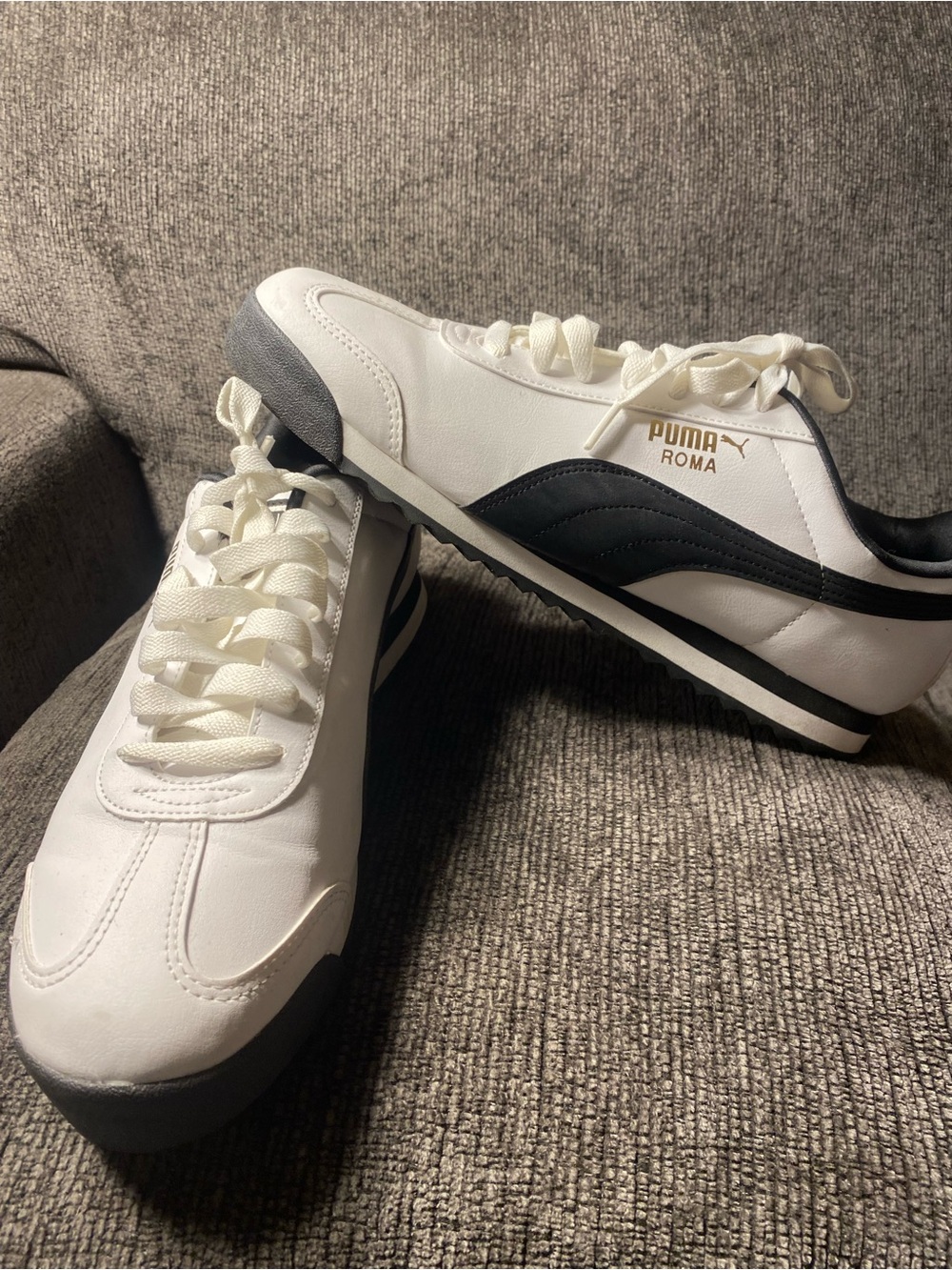 Puma Roma White Sneakers with Black Stripe